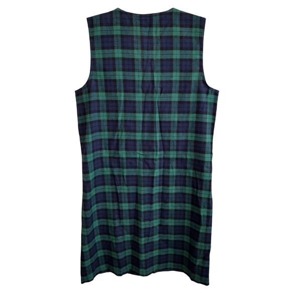 Faith Mountain Co. | Vintage Green & Blue Plaid Flannel Button-Down Jumper Dress - Picture 2 of 8